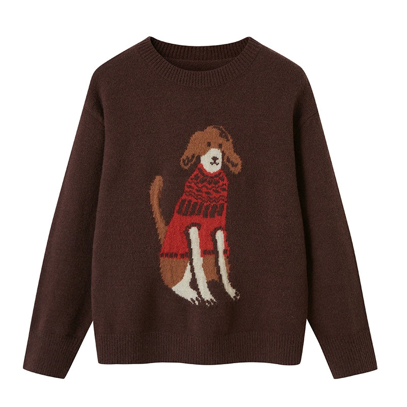 Round Neck Loose Fit Dog Pullover Sweater