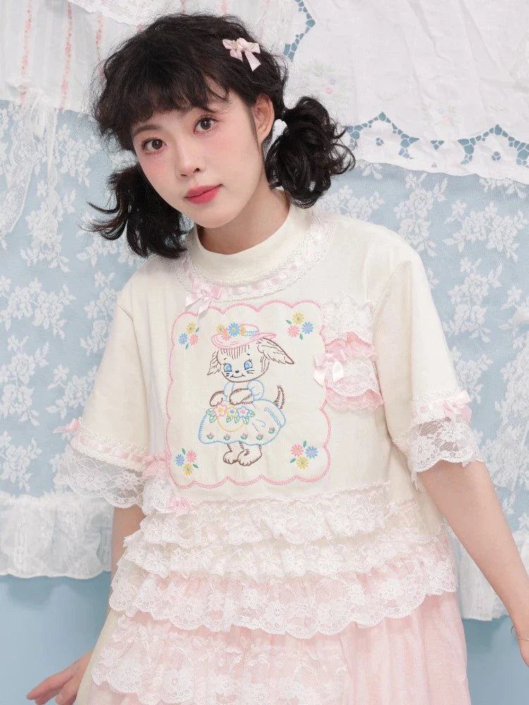 Puppy lace t-shirt