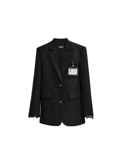 Embroidered Black College Blazer