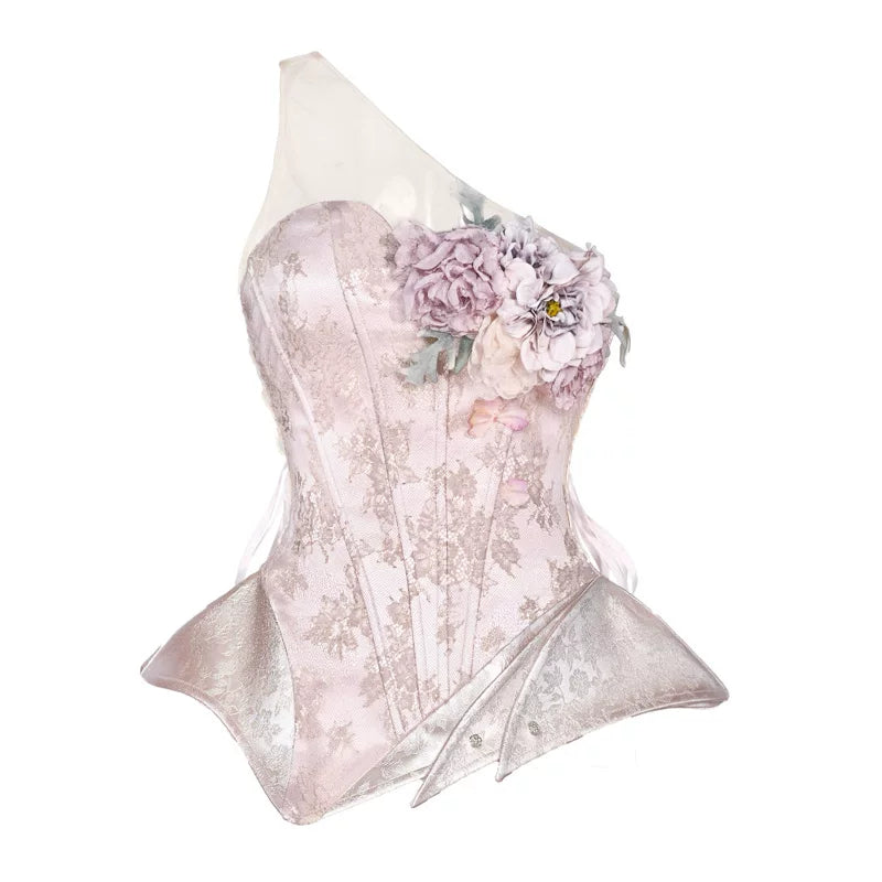 Moonlight Silver Asymmetrical Corset Set