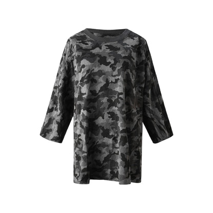 Vintage Camouflage Three-Quarter Sleeve Top