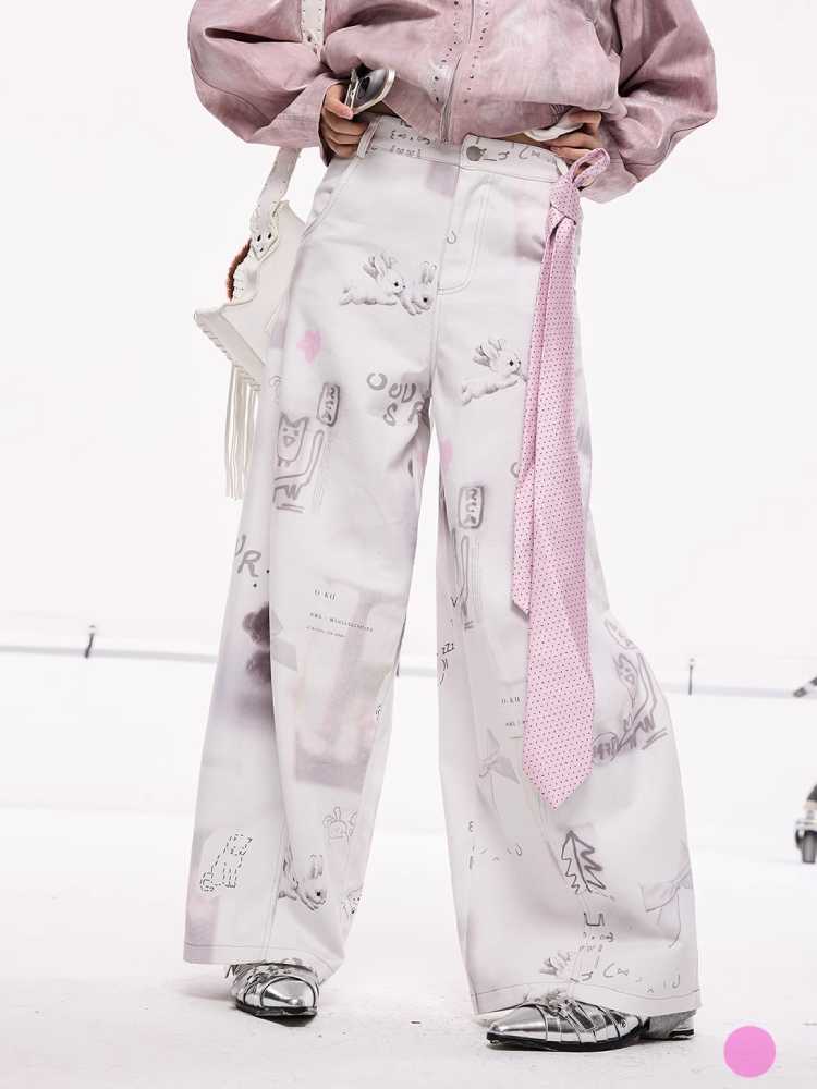 Original print wide pants