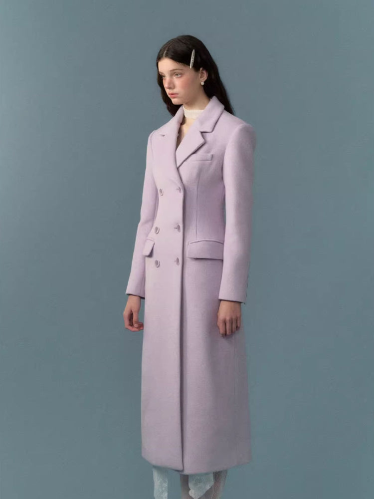 Long wool coat with fur collar