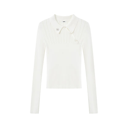 Diagonal Placket Knit Top