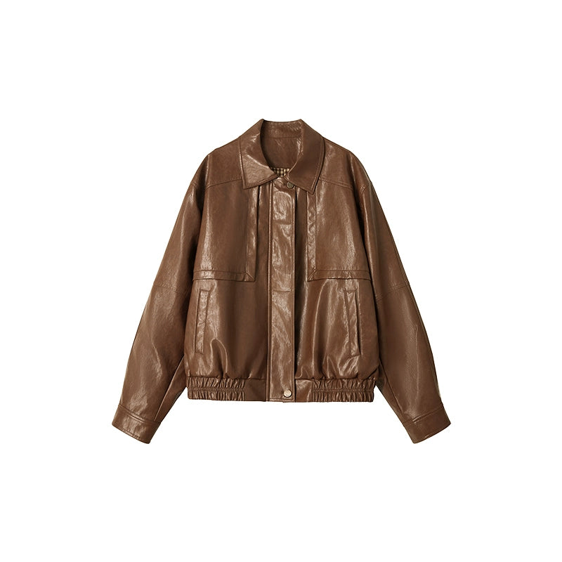 Casual Silhouette Biker Style Jacket