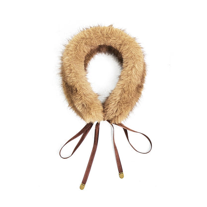 Lace-Up Fur Collar Scarf