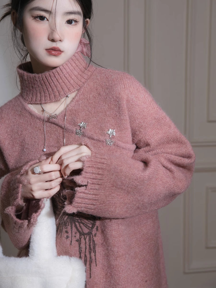 Chinese style wool sweater