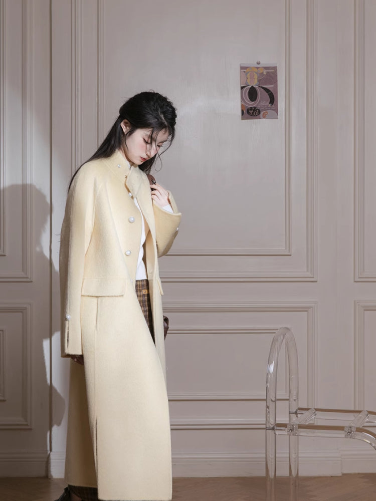 Slit wool coat