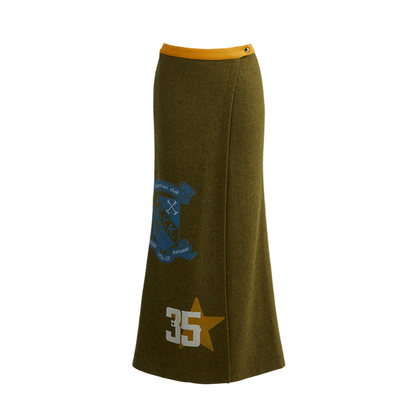 Olive Woolen Long Skirt