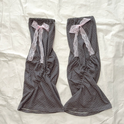 Polka Dot Lace Bow High Sock Cover