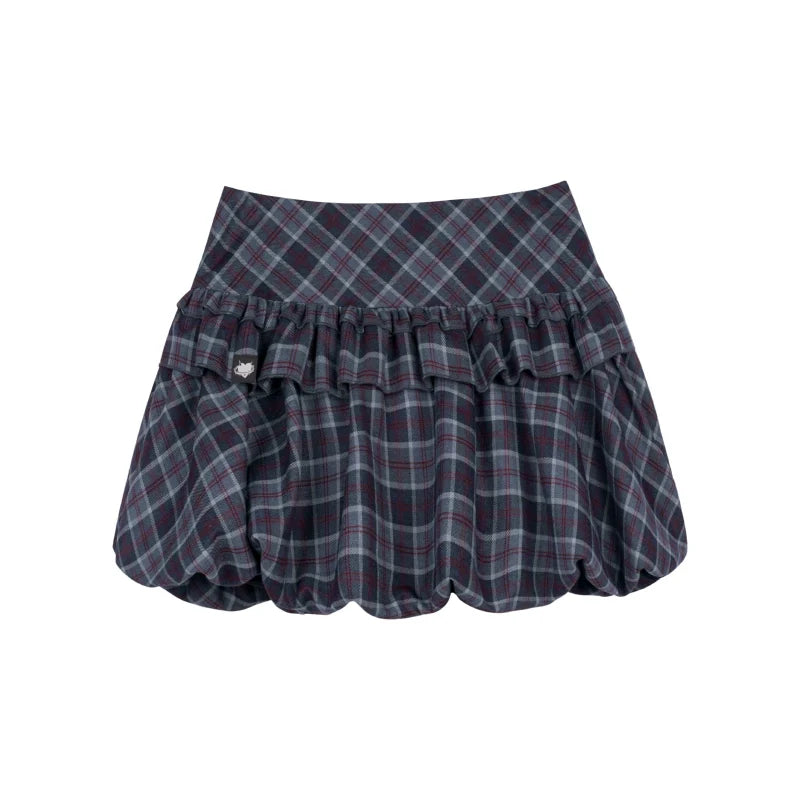 Versatile Blue Checkered Bud Skirt