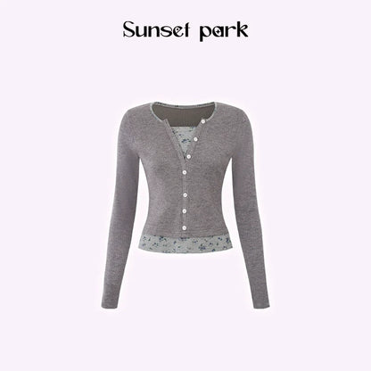 Fake Two Knitted Long Sleeve T-Shirt