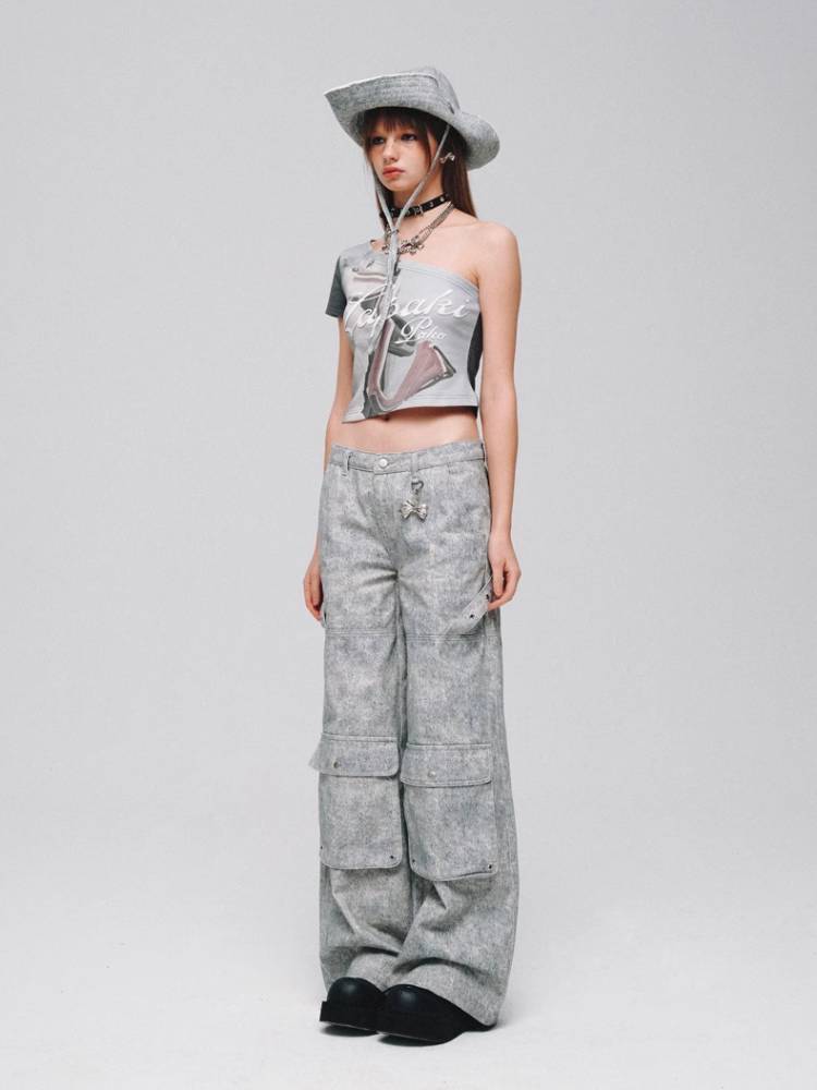 Low waist shapework denim pants