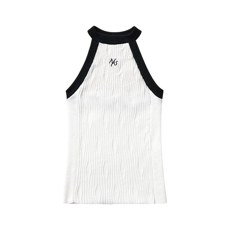 Wool Irregular Color-Block Vest