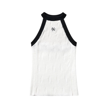 Wool Irregular Color-Block Vest