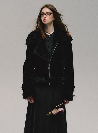 Patchwork eco-fur jacket