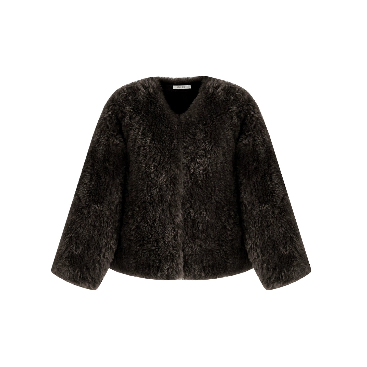 Collarless Lamb Wool Coat