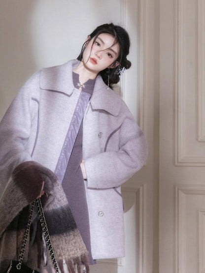 Night purple wool coat