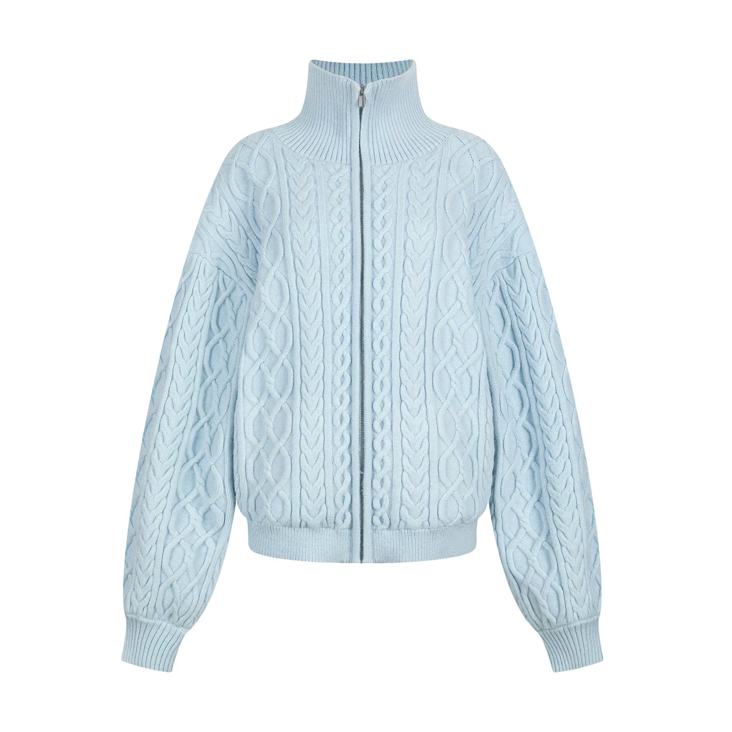 Cable Knit Fleece Sweater Jacket