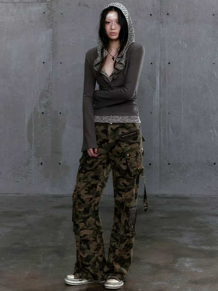 Camouflage multi-pocket pants