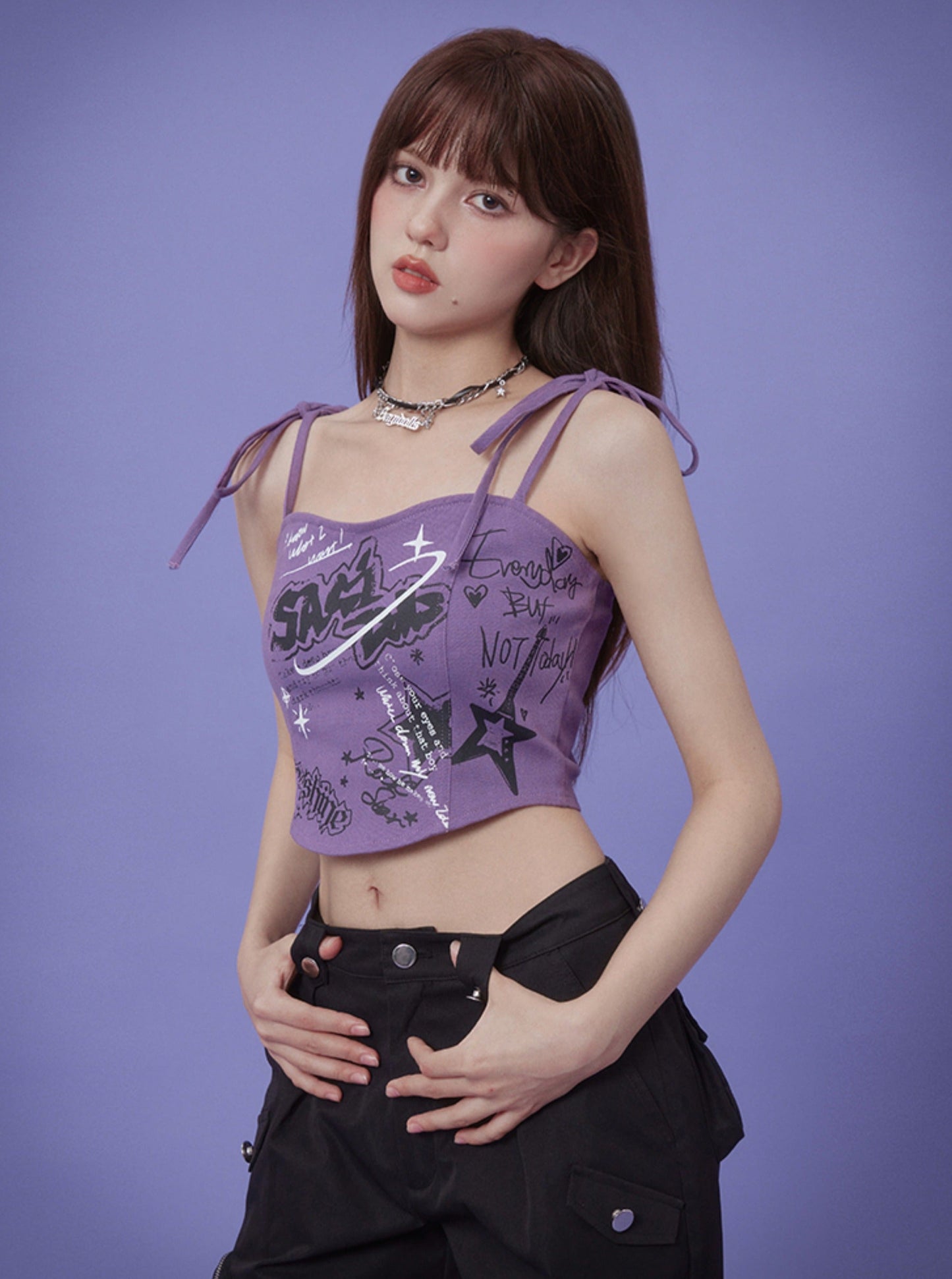 Purple Graffiti Sling Tank Top