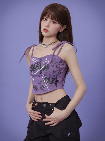 Purple Graffiti Sling Tank Top