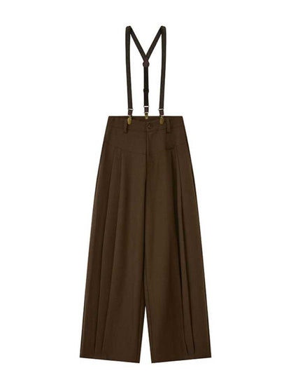 Retro loose suspender pants