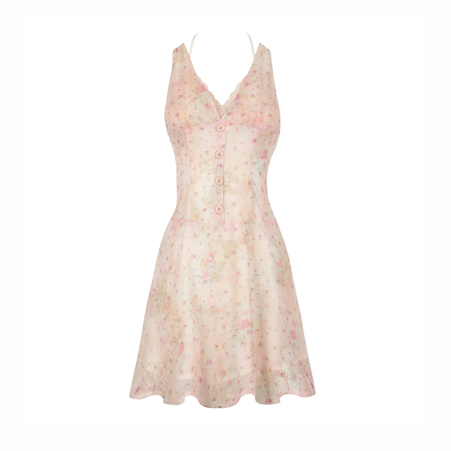 Sweet Pink Floral Chiffon Dress