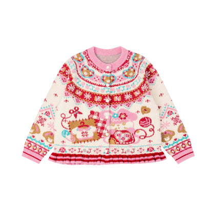 Fair Isle Mink Knit Cardigan