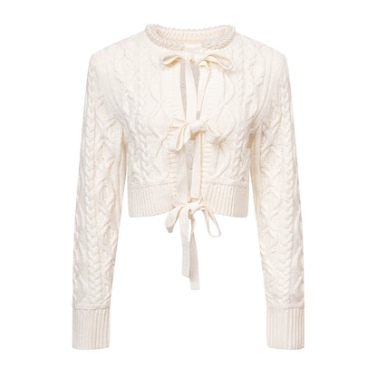 Retro Crochet Pearl Cardigan