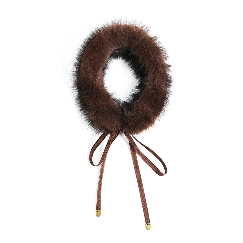 Lace-Up Fur Collar Scarf