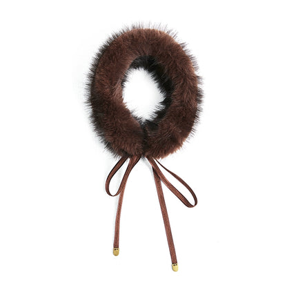 Lace-Up Fur Collar Scarf