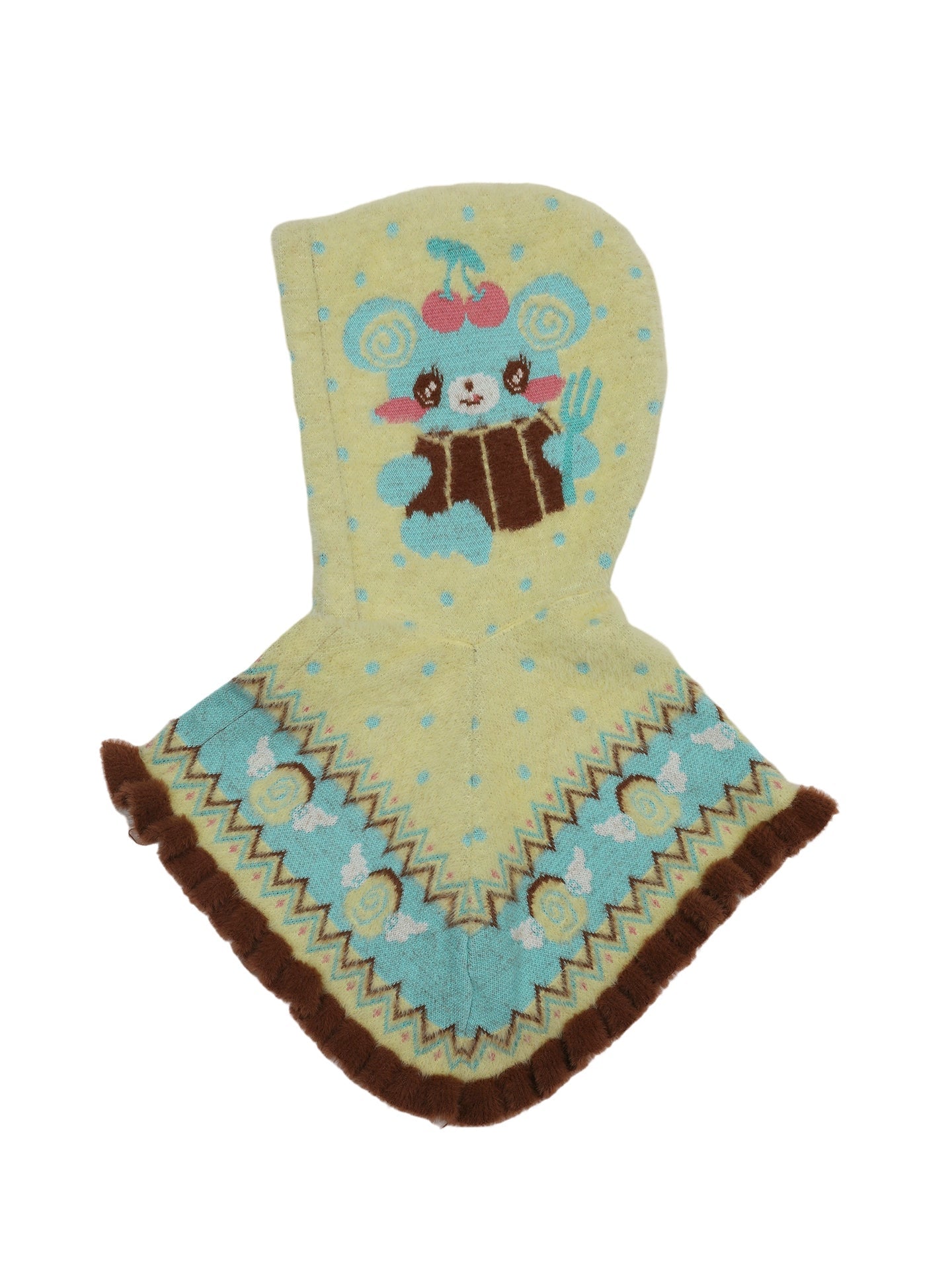 Yellow Bear Knitted Cape Hat