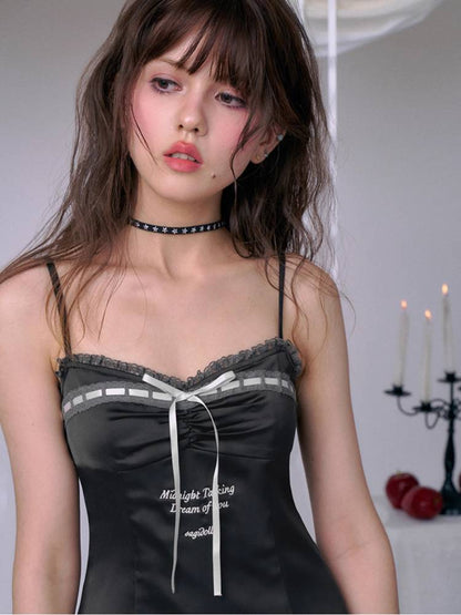 Sexy sweet satin suspender dress