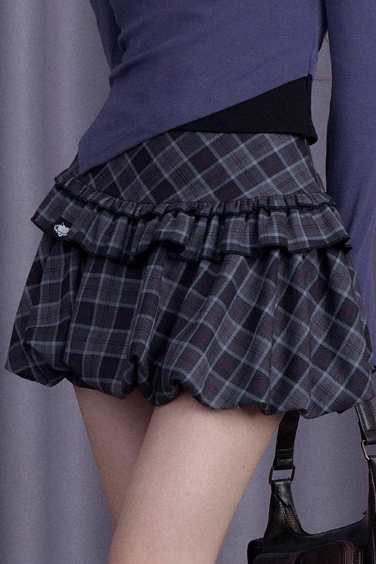 Versatile Blue Checkered Bud Skirt