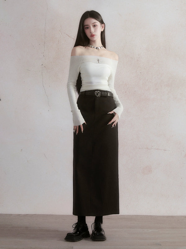 Classic commuter long straight skirt