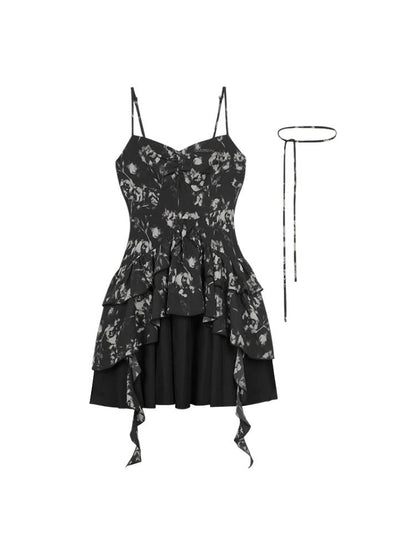 Printed suspender dress