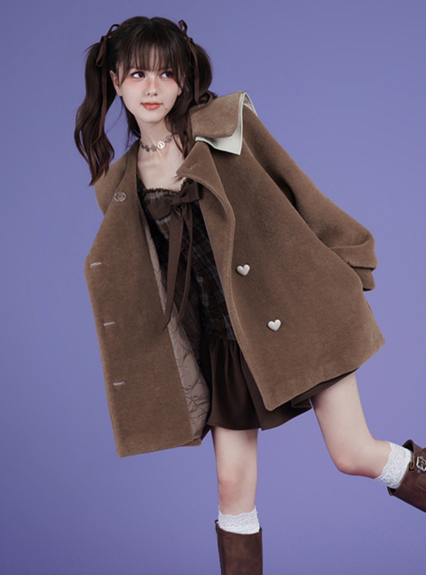 Lapel padded thick coat