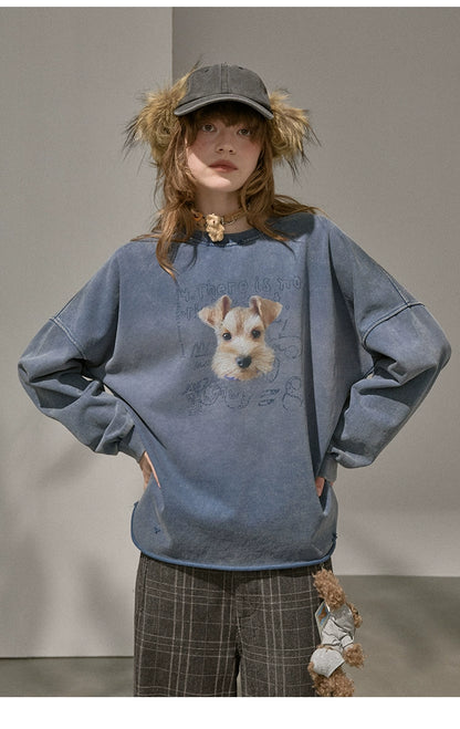 Retro Mottled Graphic Sweatshirt