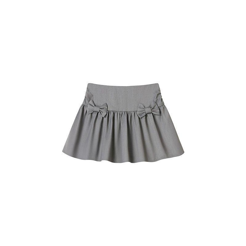 Gray Bowknot Halter Skirt Set-Up