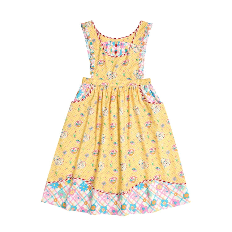 Yellow Cat Print Sleeveless Vintage Skirt Dress