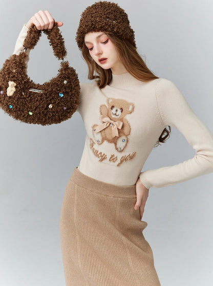 Hazelnut Cute Bear Knit Layered Set