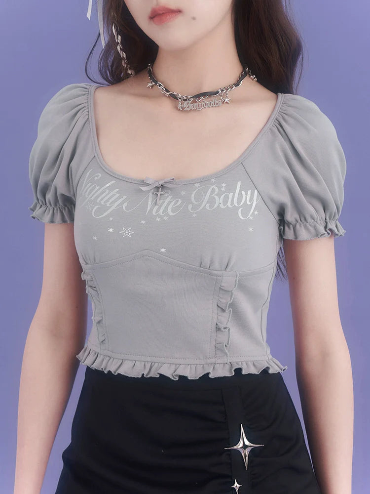 Cute gray short sleeve T-shirt