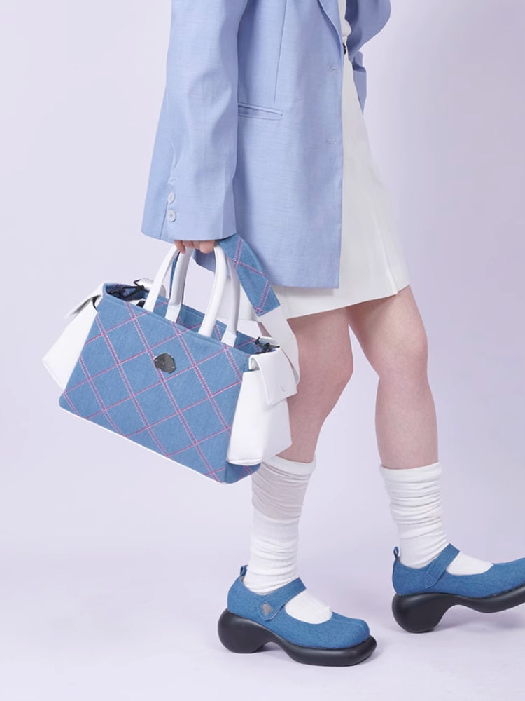 Denim plaid bag