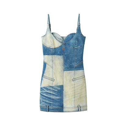 Colorblock-Denimkleid