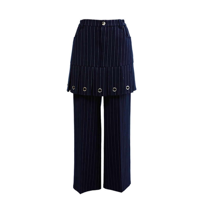 Fake Two-Piece Culottes Straight Pants