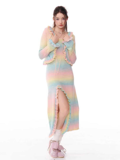 Gradient suspender knit dress