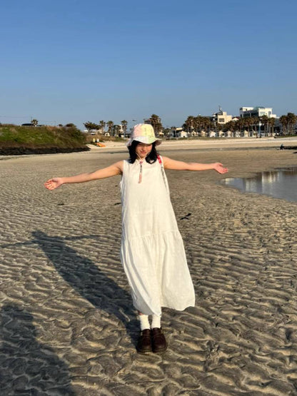 White flower long skirt dress