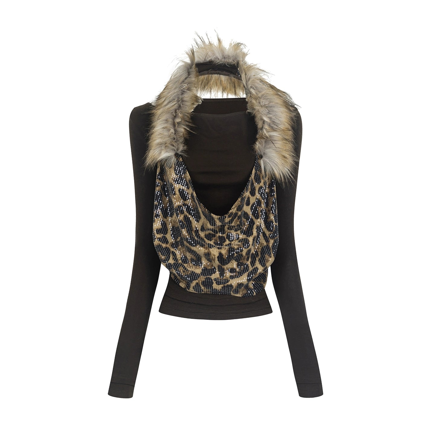 Detachable Fur Collar T-Shirt