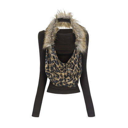 Detachable Fur Collar T-Shirt